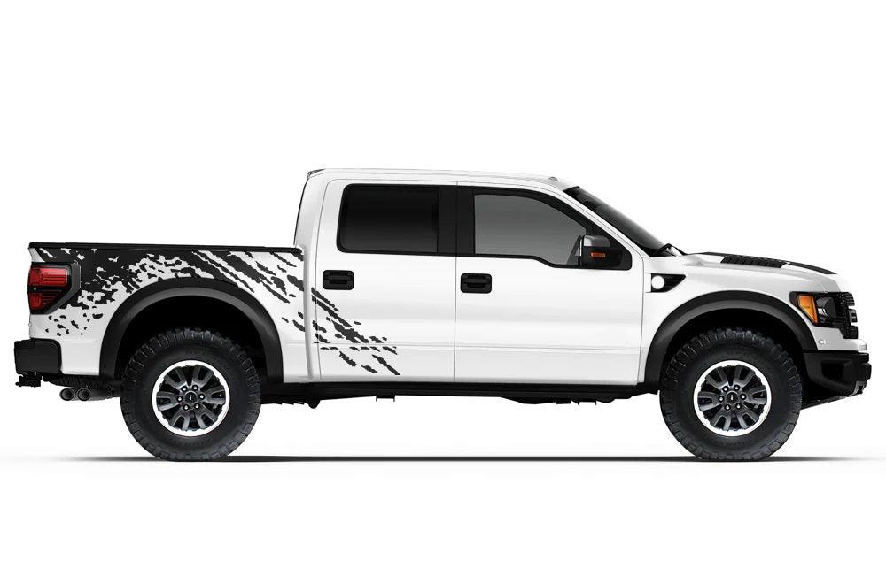Ford F-150 SVT Raptor Mud Splash Bed Decals (Pair) : Vinyl Graphics Kit Fits (2010-2014)