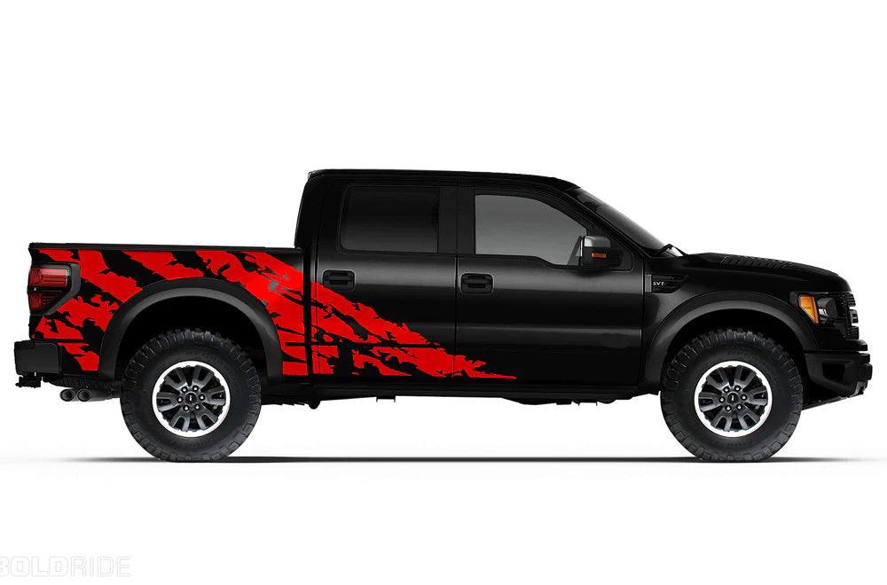 Ford F-150 SVT Raptor (2010-2014) Custom Decals, Graphics and Stickers - Shred Bed Wrap Kit - Jkprostickers