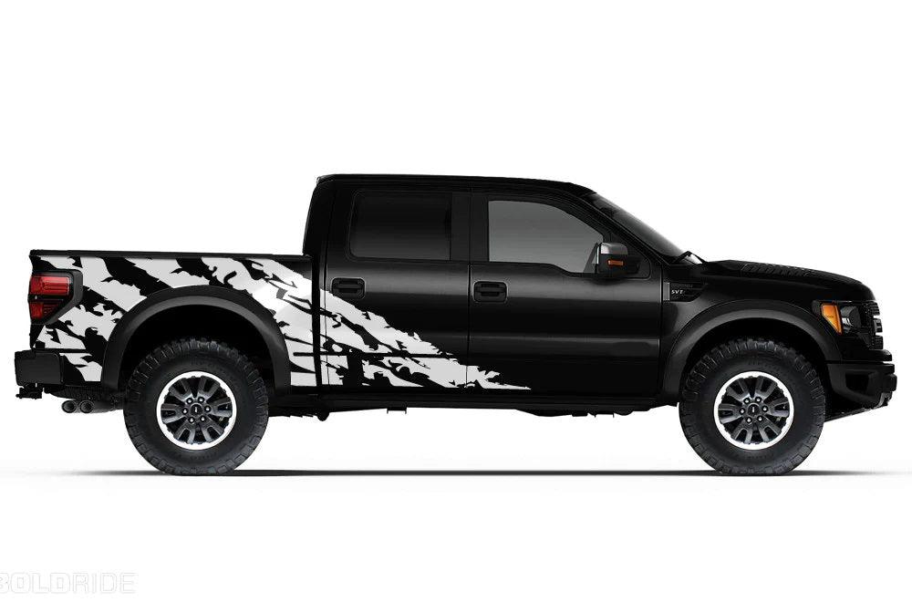 Ford F-150 SVT Raptor (2010-2014) Custom Decals, Graphics and Stickers - Shred Bed Wrap Kit - Jkprostickers