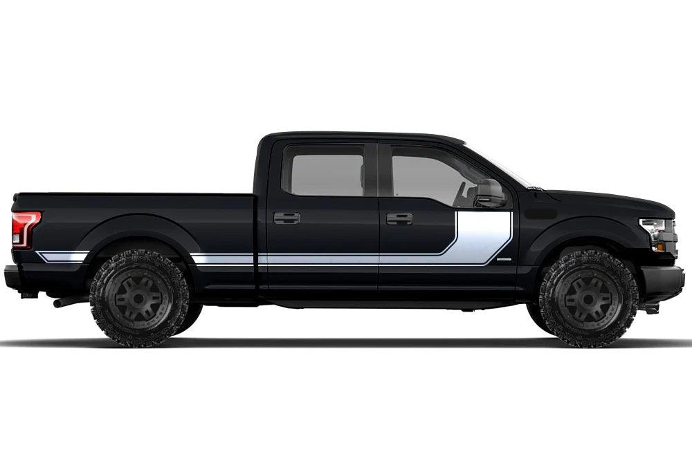 Ford F-150 SuperCrew (2015-2020) | Custom Decals, Graphics and Stickers - Hocky Rally Stripes Kit - Jkprostickers