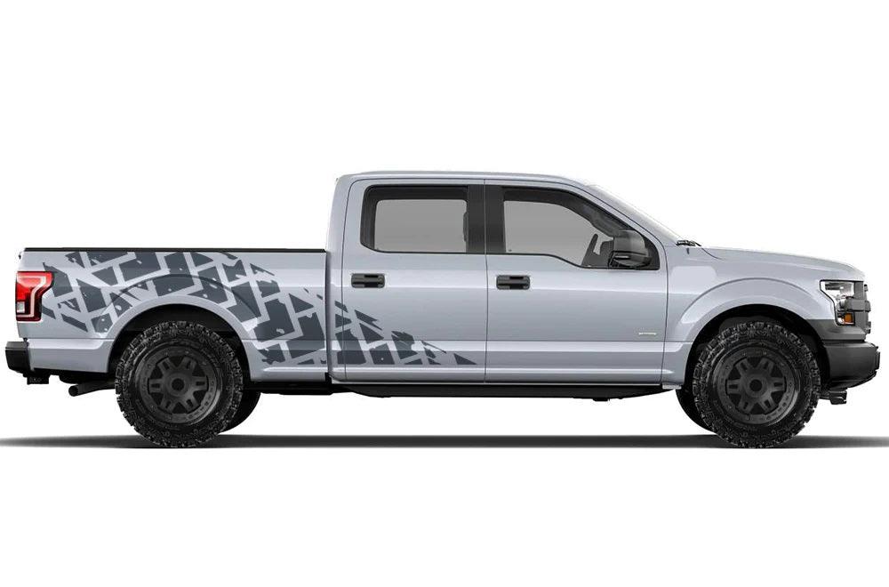 Ford F-150 SuperCrew (2015-2020) | Custom Decals, Graphics and Stickers - Tire Track Decal Kit - Jkprostickers