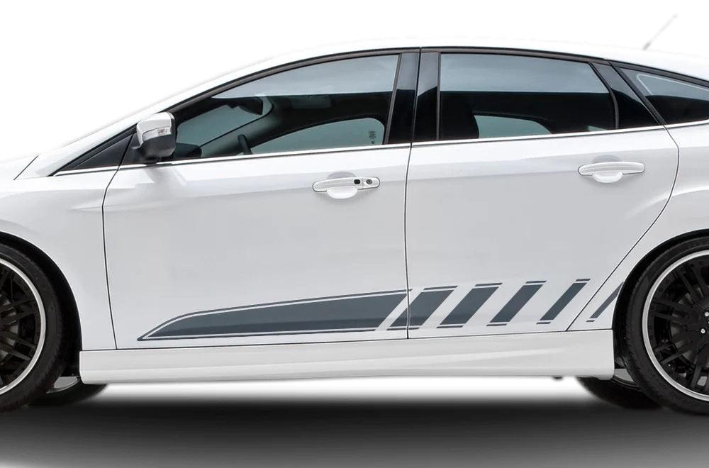 Ford Focus (2015-2018) Custom Vinyl Decals, Graphics and Stickers - Rocker Panel Stripes - Jkprostickers
