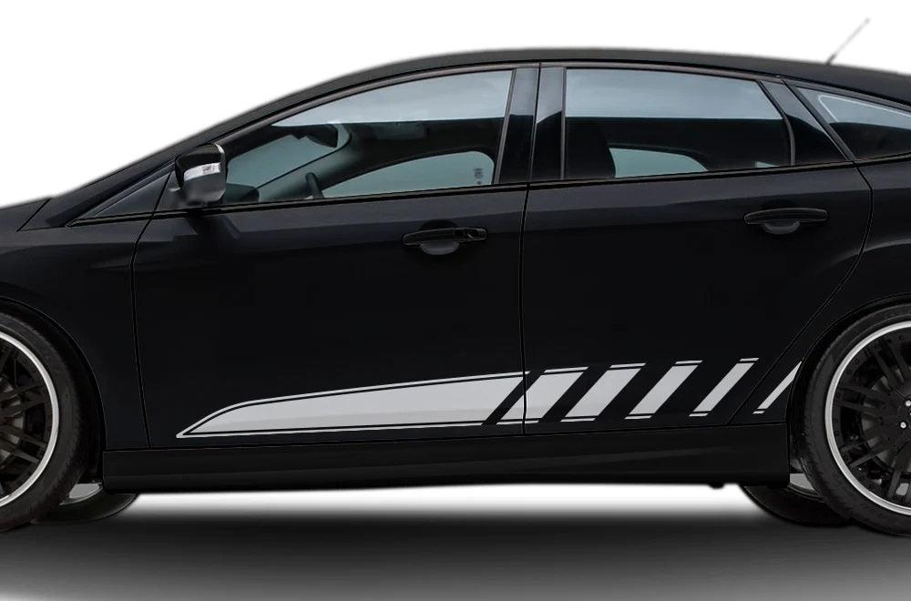 Ford Focus (2015-2018) Custom Vinyl Decals, Graphics and Stickers - Rocker Panel Stripes - Jkprostickers