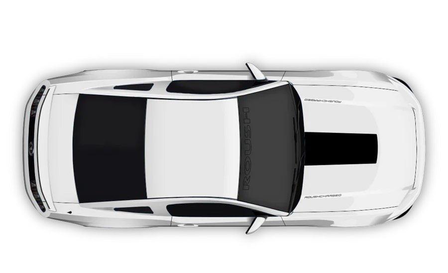 white car with black Roush Hood & Windshield Decals