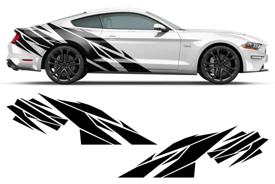 Black Warlord fender side decals for Ford Mustang with driver and passenger side graphics preview