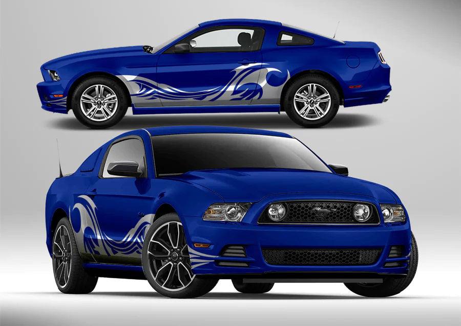Ford Mustang (2005 to 2014) Custom Decals, Graphics and Stickers - Tribal Side Wrap Kit - Jkprostickers