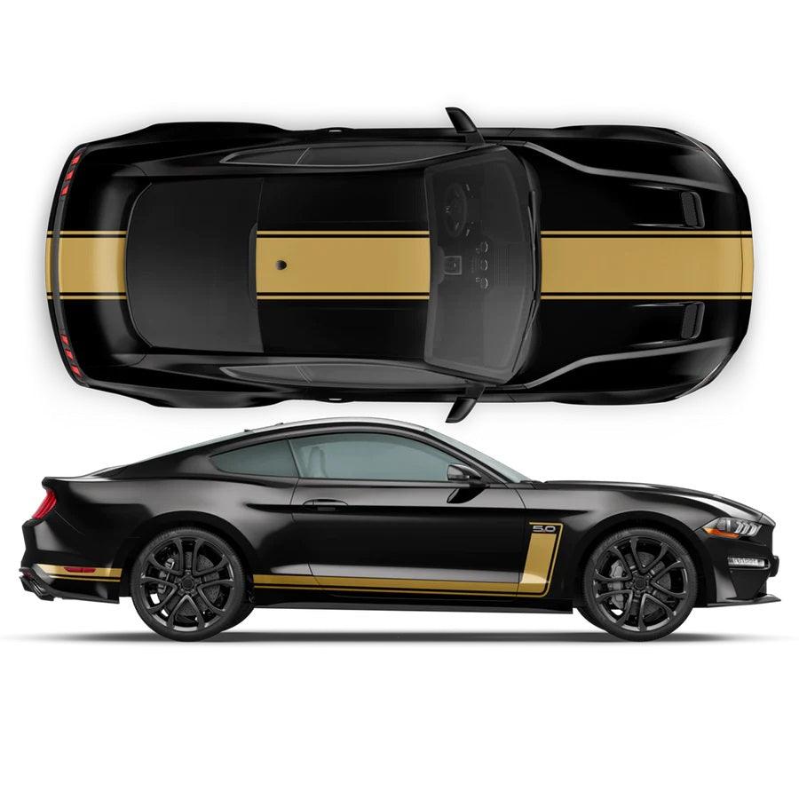 Ford Mustang (2015-2022) Custom Decals, Graphics and Stickers - R Spec Full Car Stripe Kit - Jkprostickers
