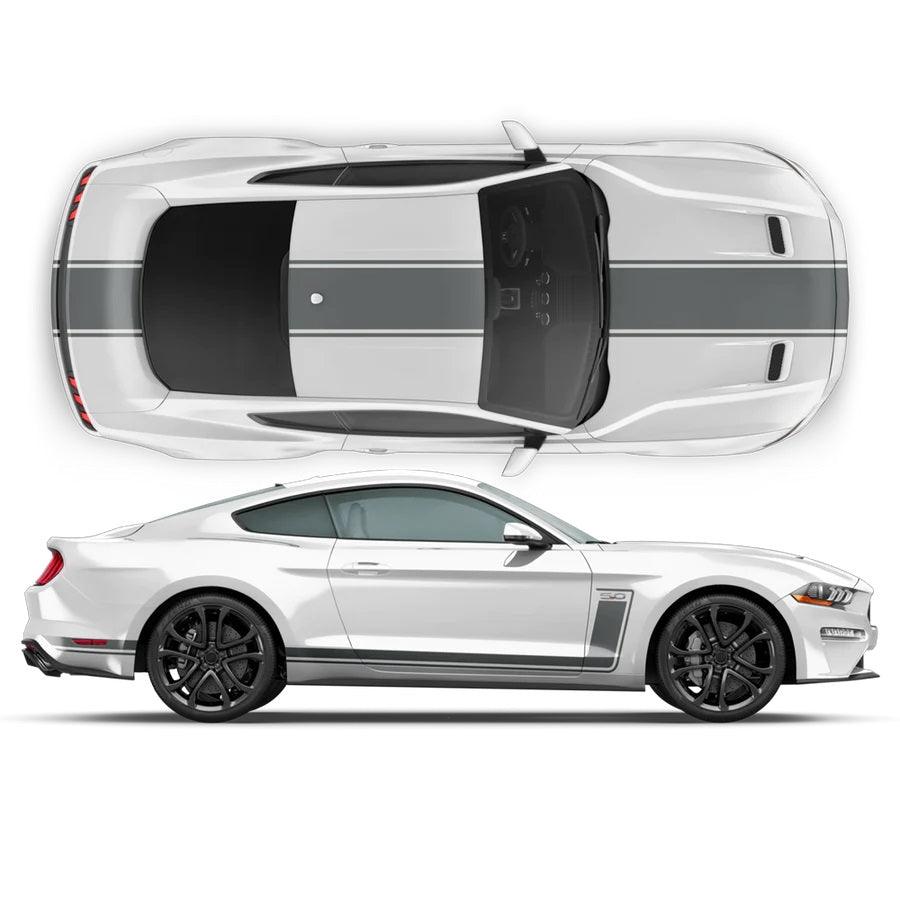Ford Mustang (2015-2022) Custom Decals, Graphics and Stickers - R Spec Full Car Stripe Kit - Jkprostickers