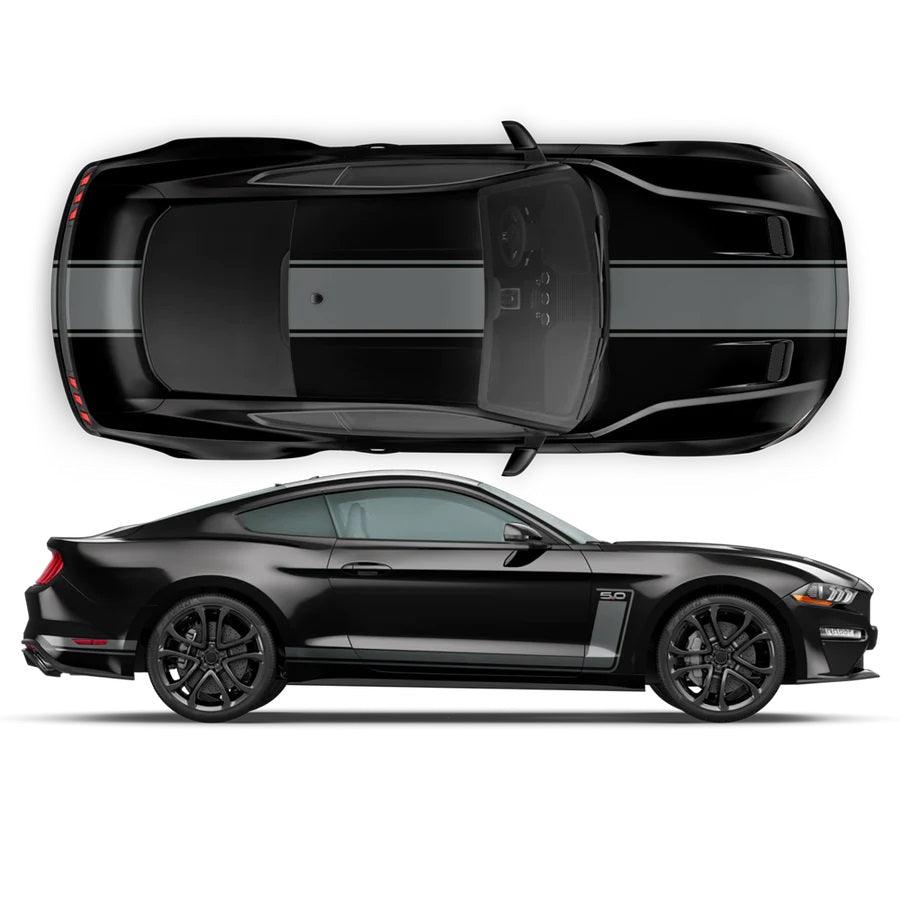 Ford Mustang (2015-2022) Custom Decals, Graphics and Stickers - R Spec Full Car Stripe Kit - Jkprostickers