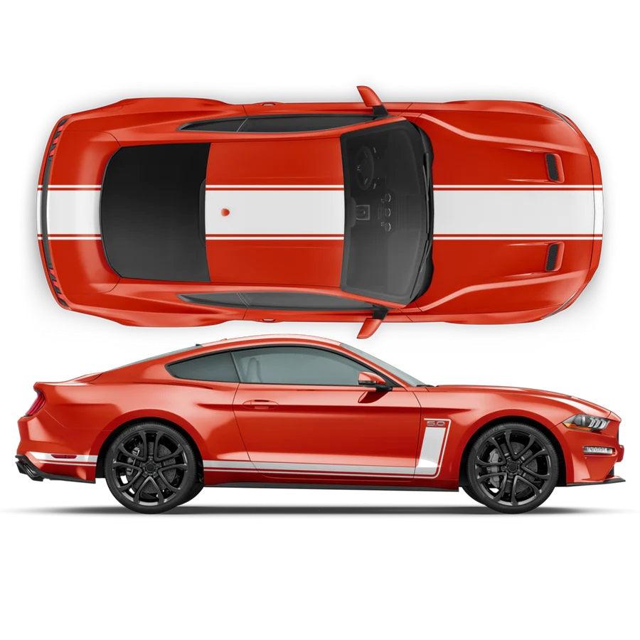 Ford Mustang (2015-2022) Custom Decals, Graphics and Stickers - R Spec Full Car Stripe Kit - Jkprostickers