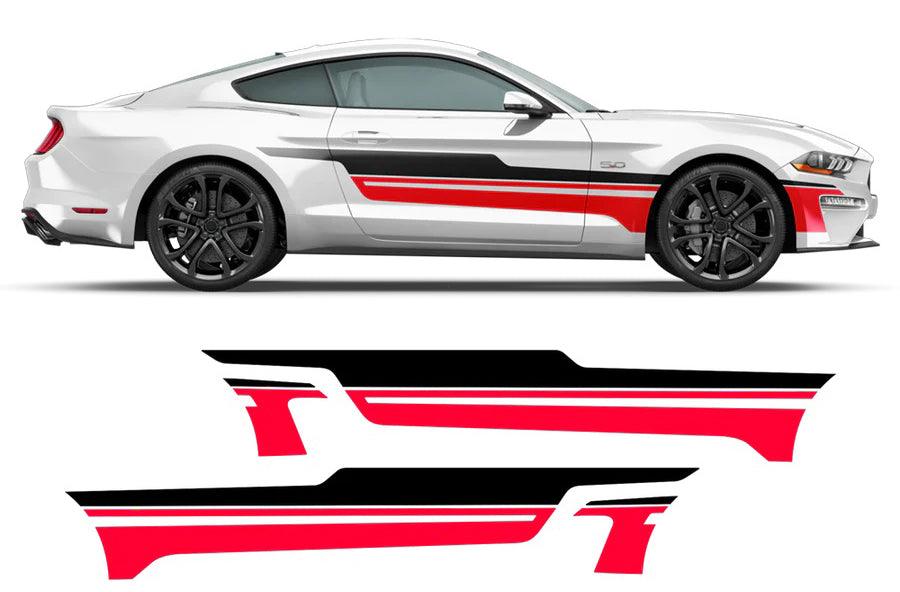 Ford Mustang (2015-2022) Custom Decals, Graphics and Stickers - Two Accent Side Stripes - Jkprostickers