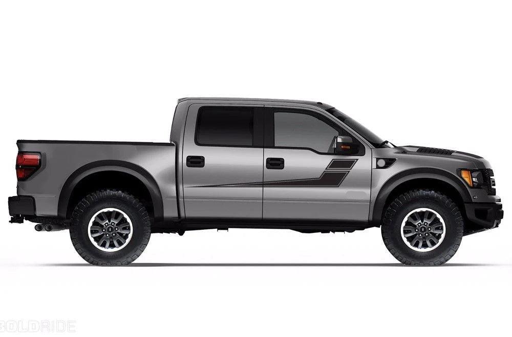 Ford F-150 SVT Raptor Hockey Stripes Decals (Pair) : Vinyl Graphics Kit Fits (2010-2014)