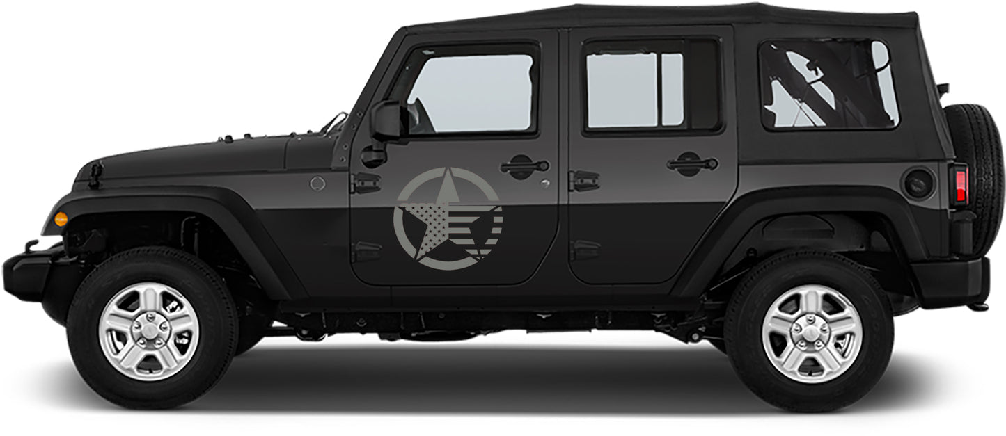 Jeep Wrangler JK Army Star Door Decals (Pair) : Vinyl Graphics Kit fits (2007-2018)