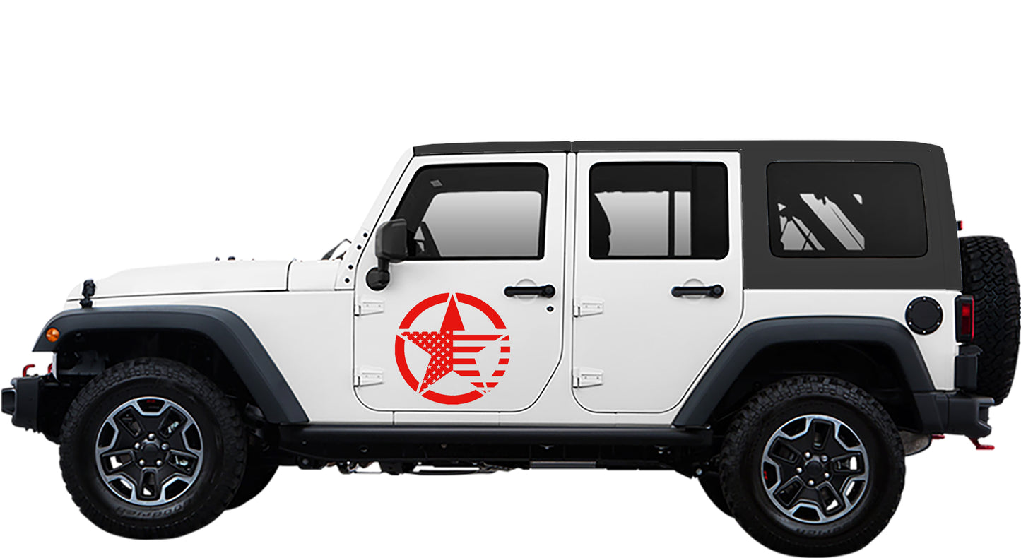 Jeep Wrangler JK Army Star Door Decals (Pair) : Vinyl Graphics Kit fits (2007-2018)