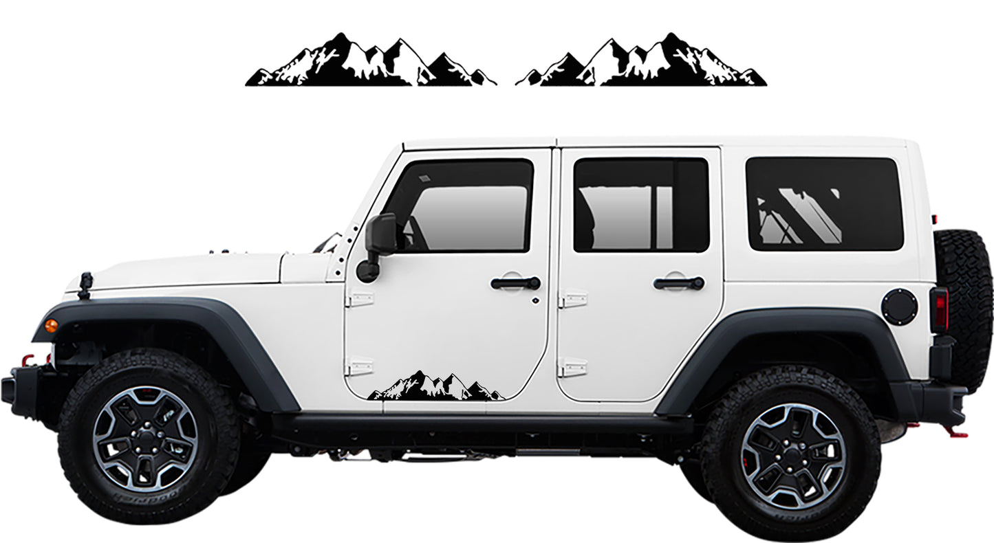 Jeep Wrangler JK Adventure Mountains Decals (Pair) : Vinyl Graphics Kit fits (2007-2018)