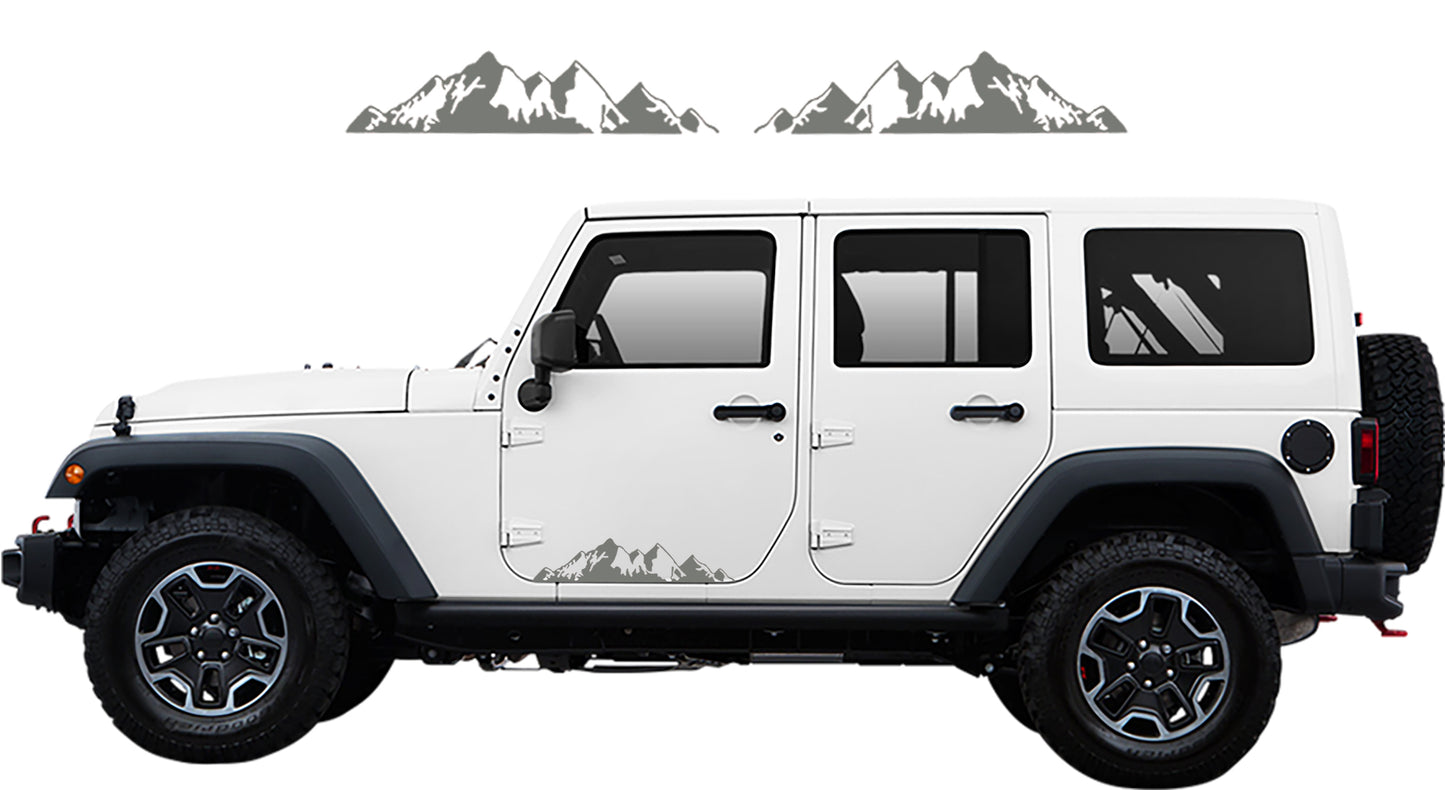 Jeep Wrangler JK Adventure Mountains Decals (Pair) : Vinyl Graphics Kit fits (2007-2018)
