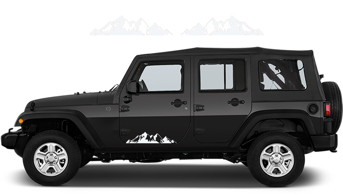 Jeep Wrangler JK Adventure Mountains Decals (Pair) : Vinyl Graphics Kit fits (2007-2018)