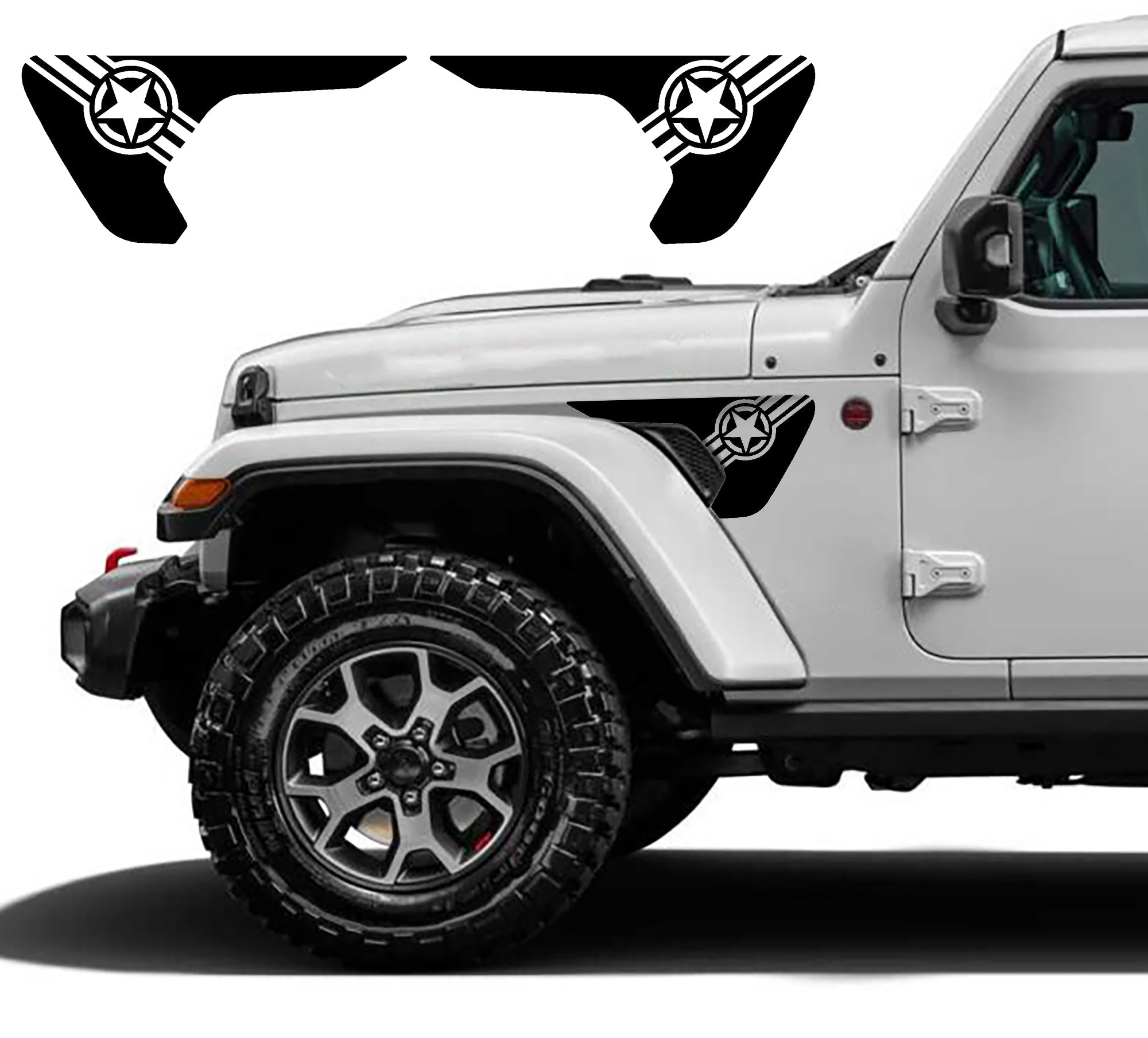 Army Star and Bar Fende Decal Kit For jeep wrangler jl 2018 to 2023 models