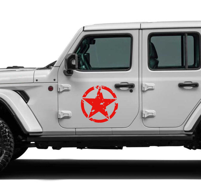 Army Star door graphics for jeep wrangler jl red