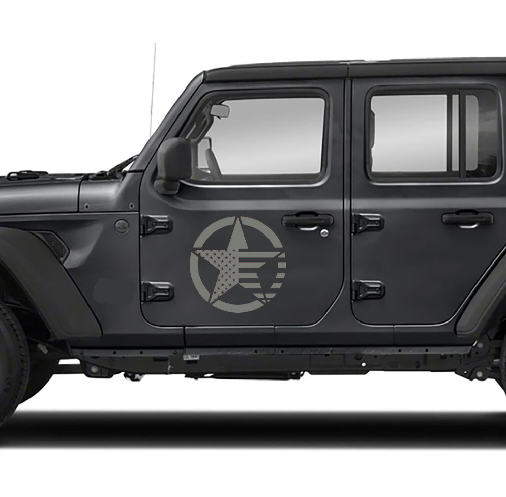 Patriot Flag Star Decal gray for jeep wrangler jl