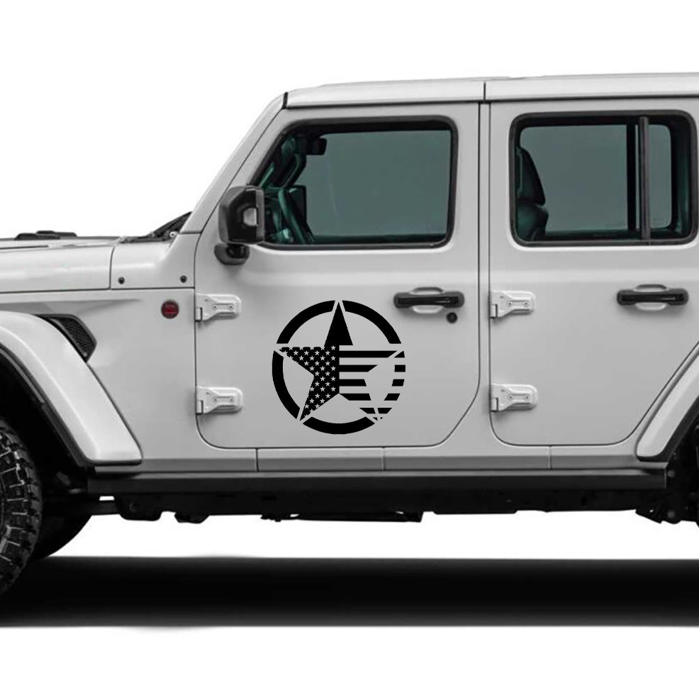 Usa Flag Star Decal black for jeep wrangler jl