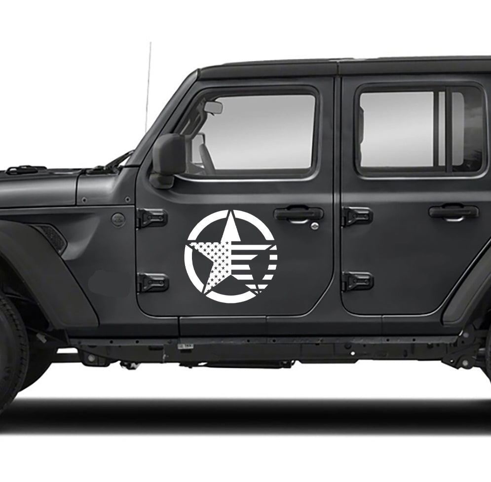Patriot Flag Star Decal white for jeep wrangler jl