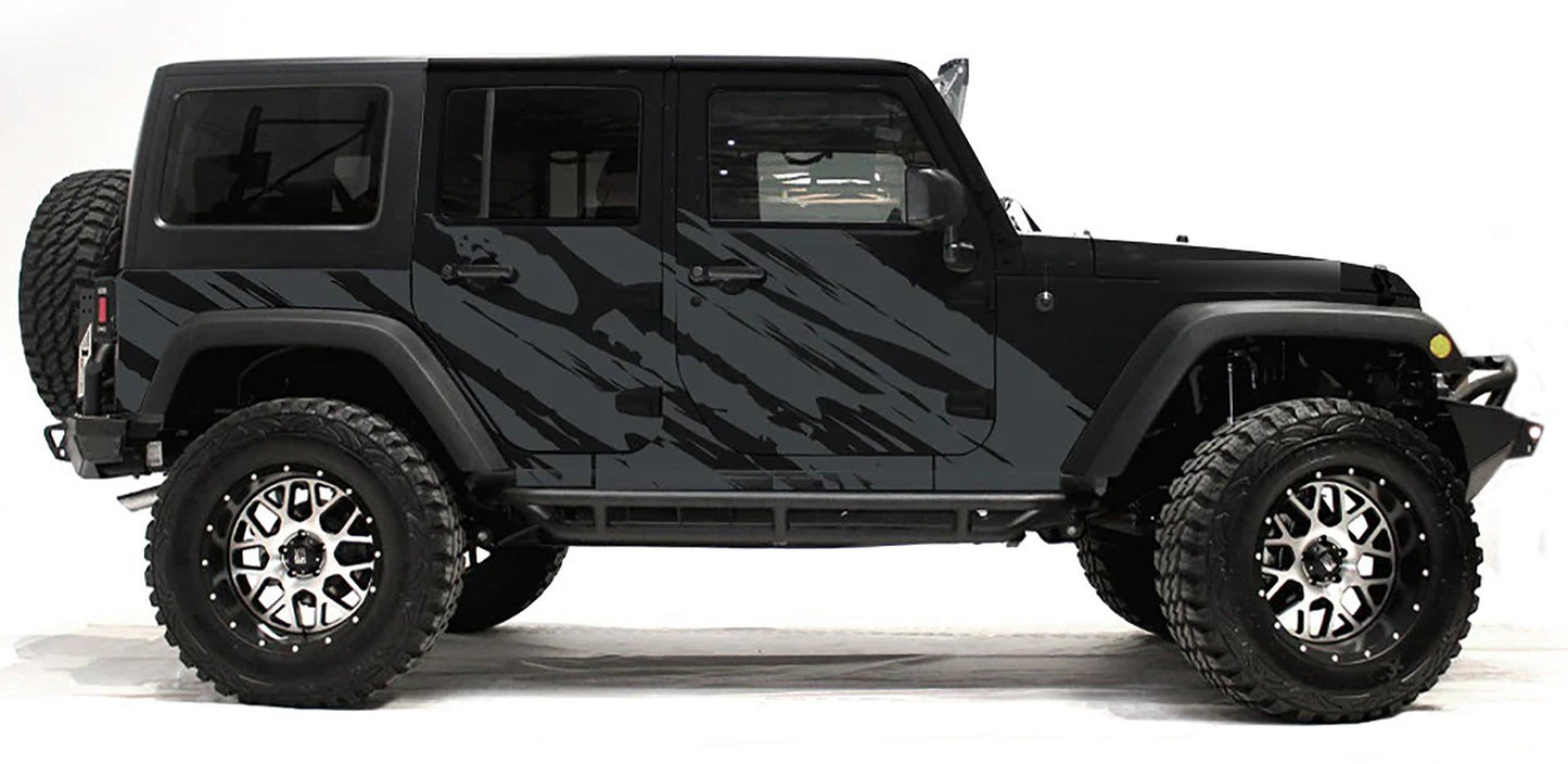Jeep Wrangler JK (2007-2018) Custom Decals, Graphics and Stickers - Shredded Kit - Jkprostickers
