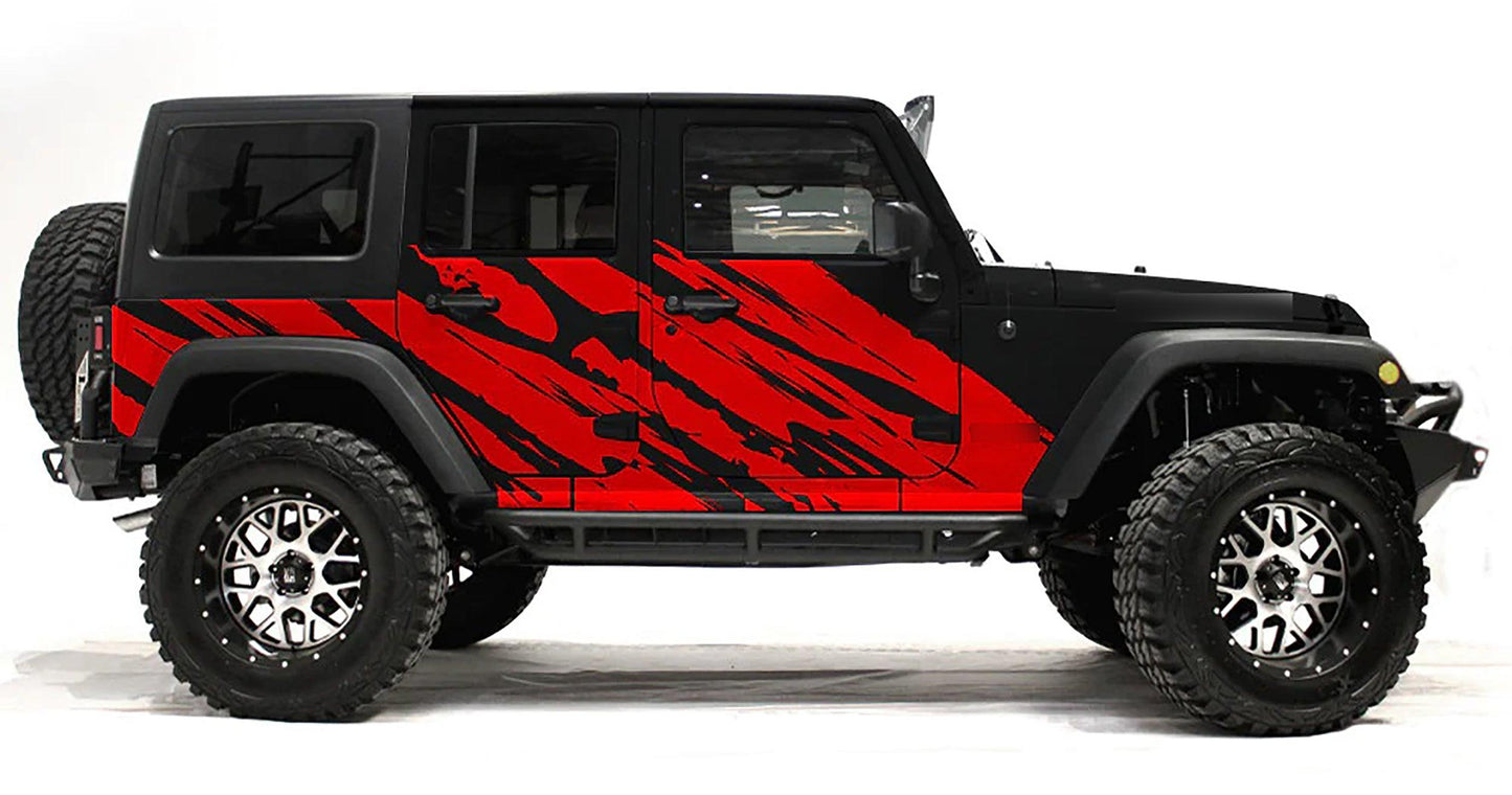 Jeep Wrangler JK (2007-2018) Custom Decals, Graphics and Stickers - Shredded Kit - Jkprostickers