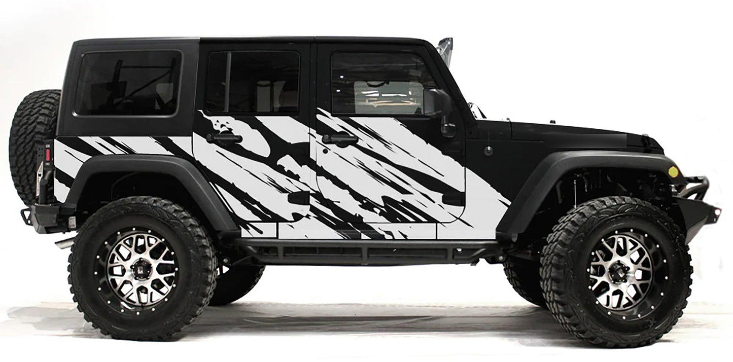 Jeep Wrangler JK (2007-2018) Custom Decals, Graphics and Stickers - Shredded Kit - Jkprostickers