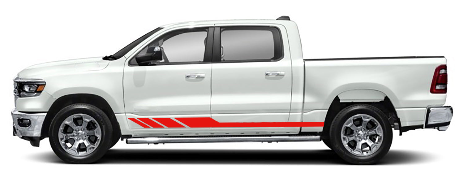 Lower Rocker Panel Blade Stripe Decal Kit for Dodge Ram 1500 5th Gen - Performance Side Graphics Vinyl Kit