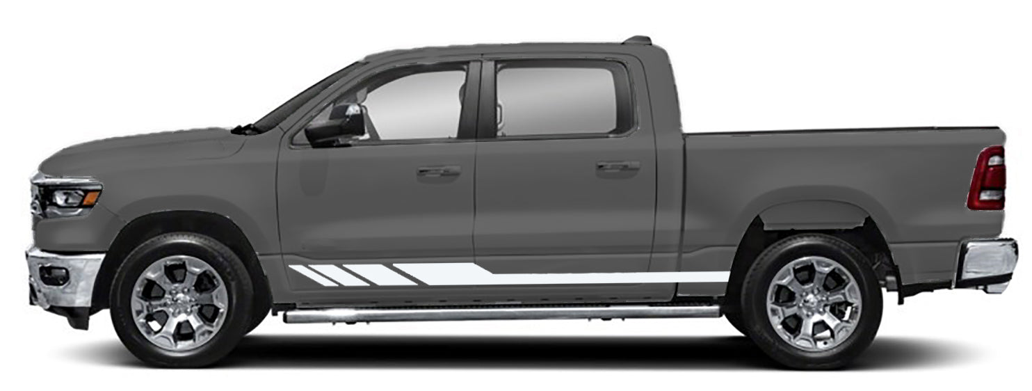 Lower Rocker Panel Blade Stripe Decal Kit for Dodge Ram 1500 5th Gen - Performance Side Graphics Vinyl Kit
