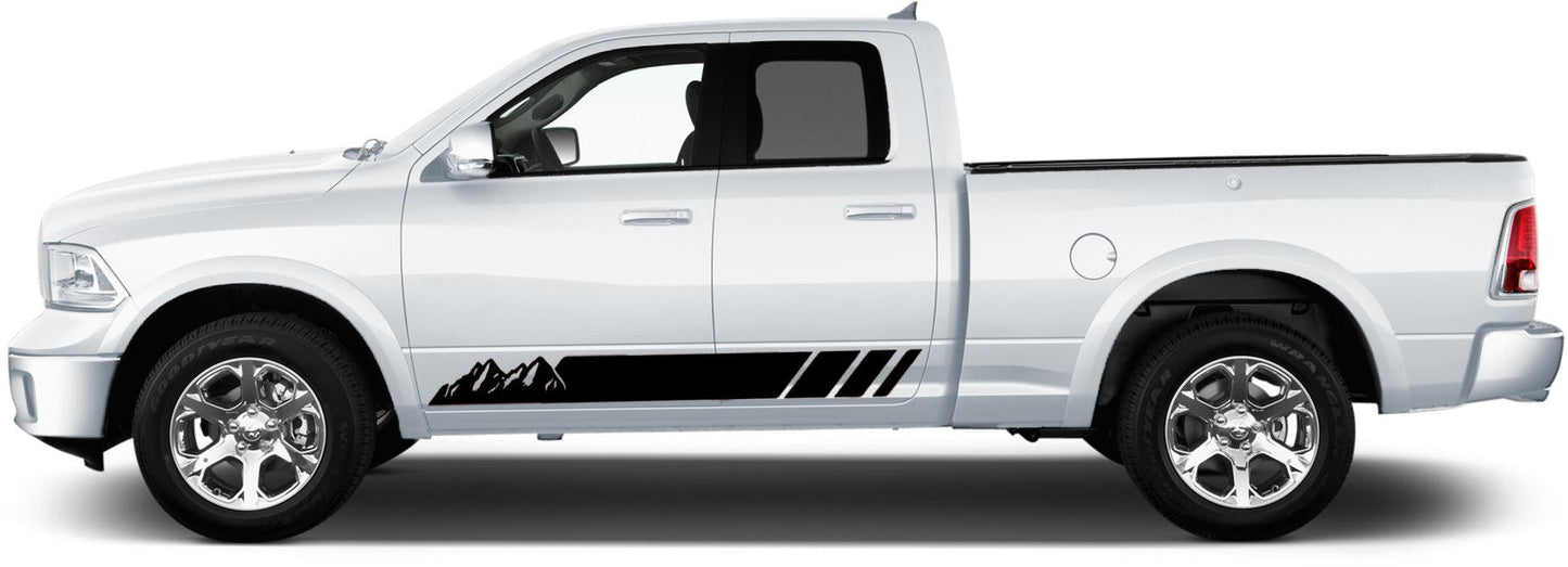 mountain style rocker panel racing stripes kit fits dodge ram 2009 to 2018 models