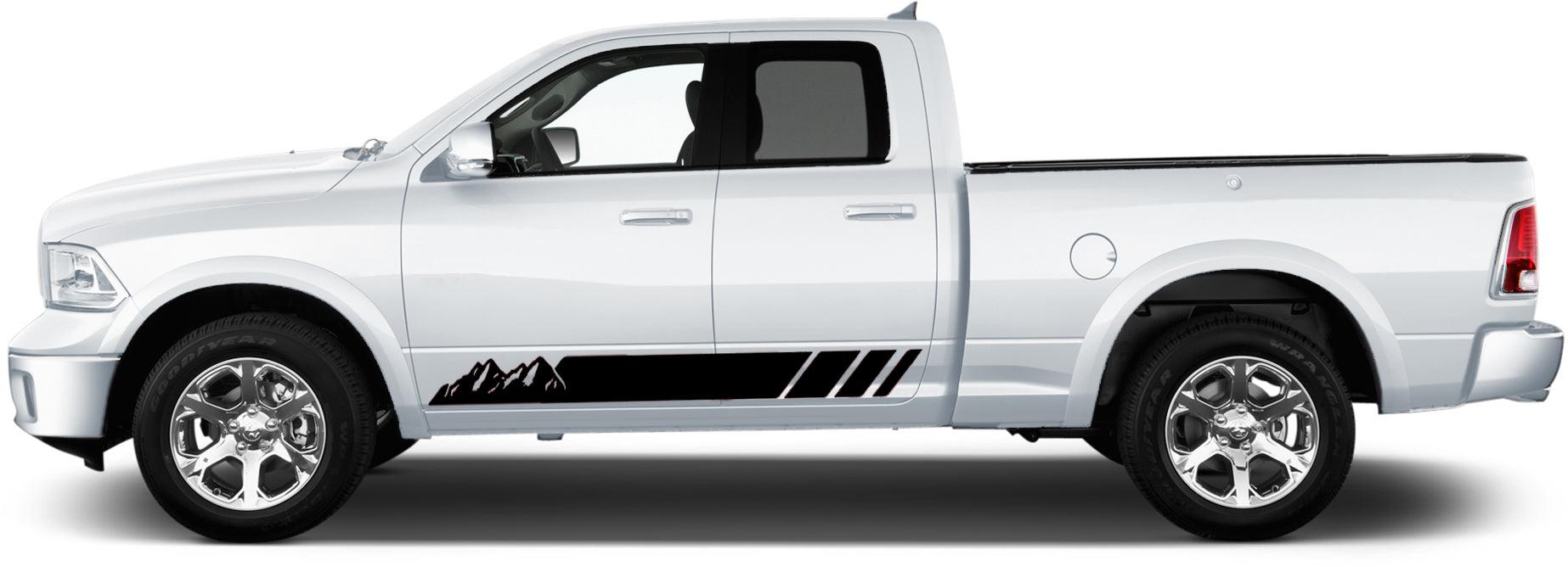 mountain style rocker panel racing stripes kit fits dodge ram 2009 to 2018 models