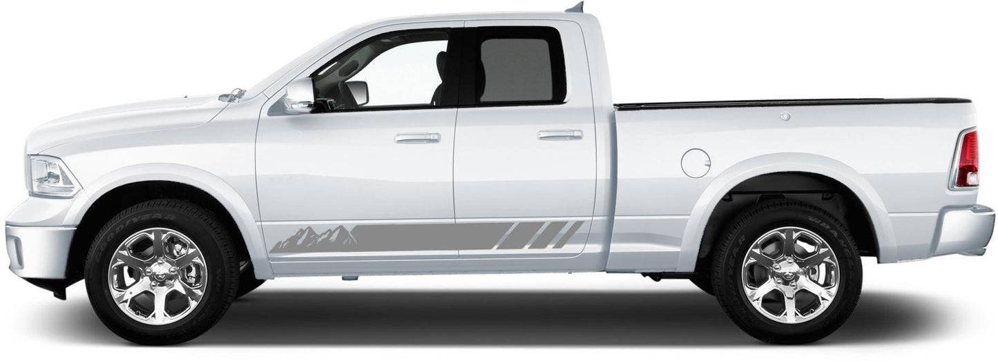 Dodge Ram 1500/2500/3500 (2009-2018) Custom Vinyl Decals, Graphics and Stickers - Mountain Side Stripes (Pair) - Jkprostickers