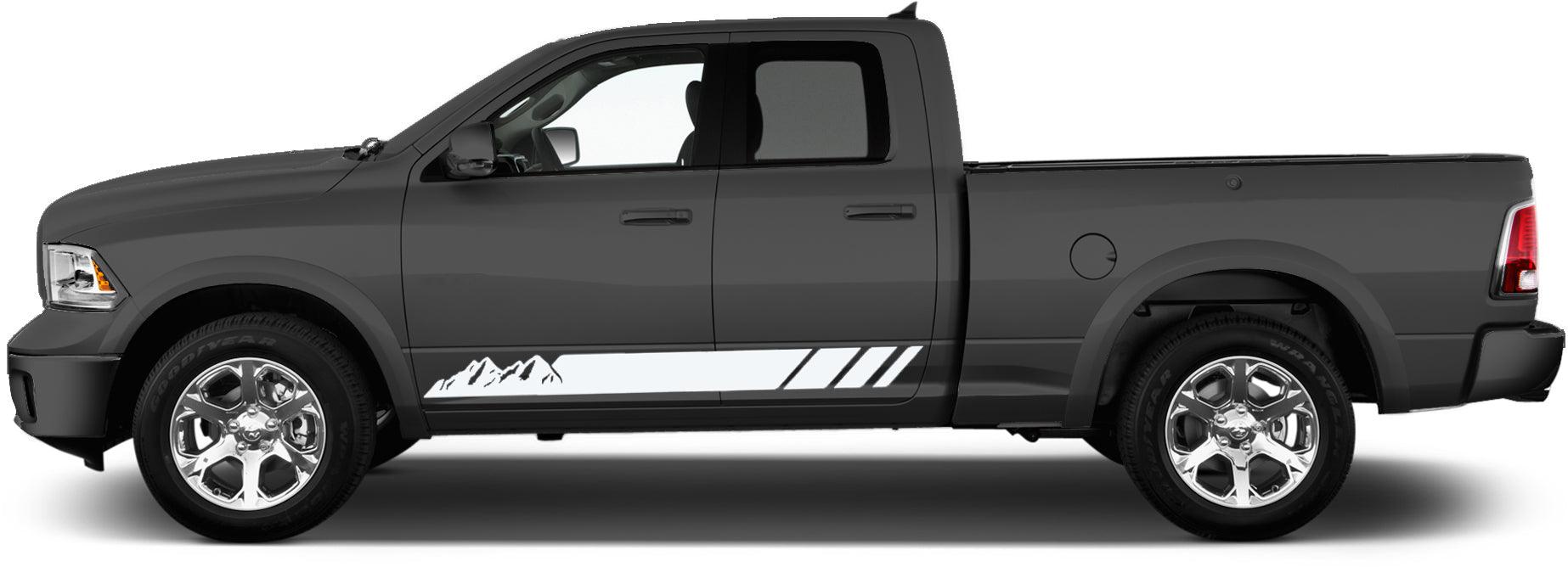 Dodge Ram 1500/2500/3500 (2009-2018) Custom Vinyl Decals, Graphics and Stickers - Mountain Side Stripes (Pair) - Jkprostickers