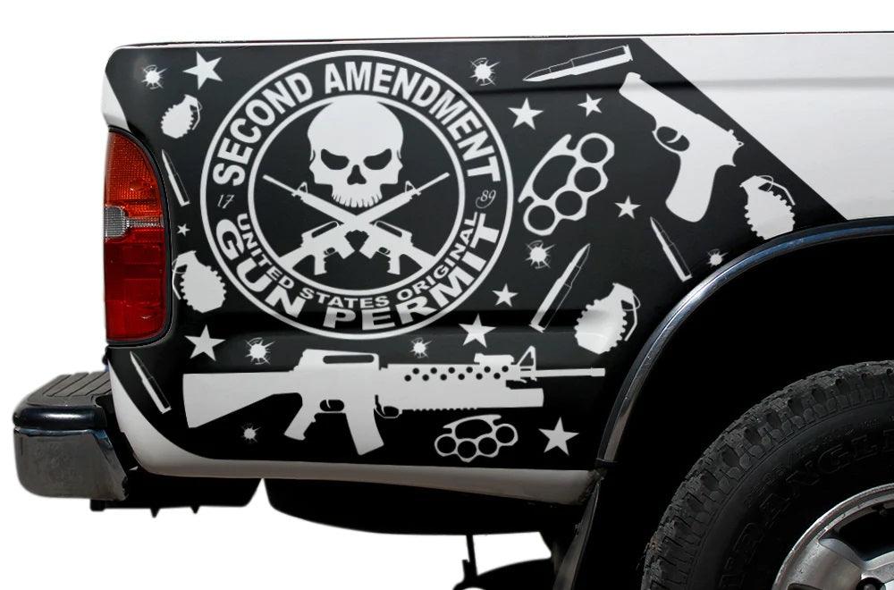 Toyota Tacoma Second Amendment Bed Decals (Pair) : Vinyl Graphics Kit Fits (1995-2004)