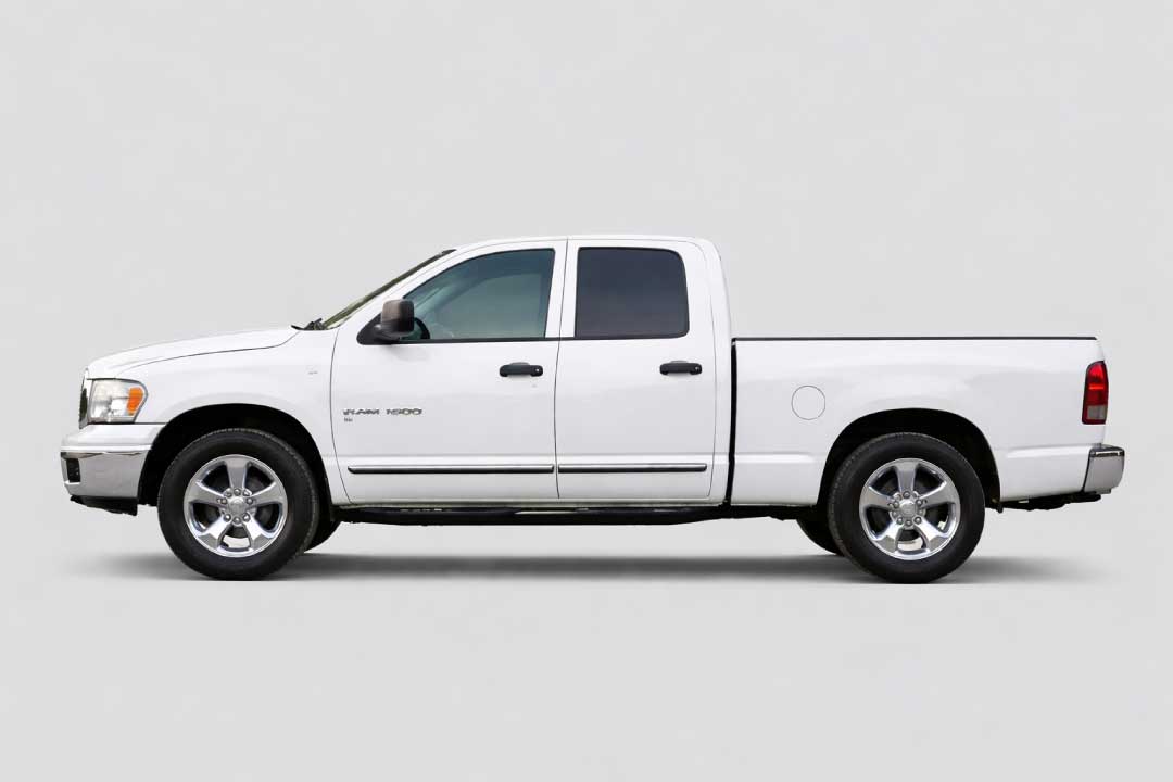 generate side pose photo of dodge ram 3rd gen in white color