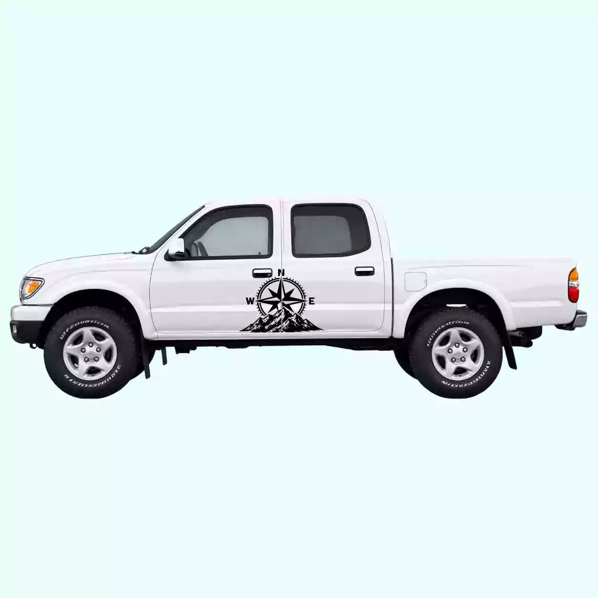 1995-2004 Toyota Tacoma Compass Mountains Side Decals Vinyl Graphics Kit Black