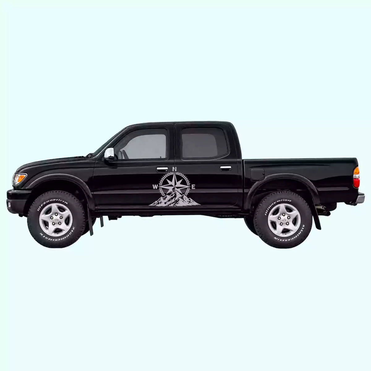1995-2004 Toyota Tacoma Compass Mountains Side Decals Vinyl Graphics Kit Gray