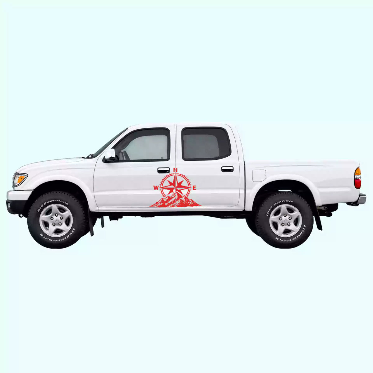 1995-2004 Toyota Tacoma Compass Mountains Side Decals Vinyl Graphics Kit Red