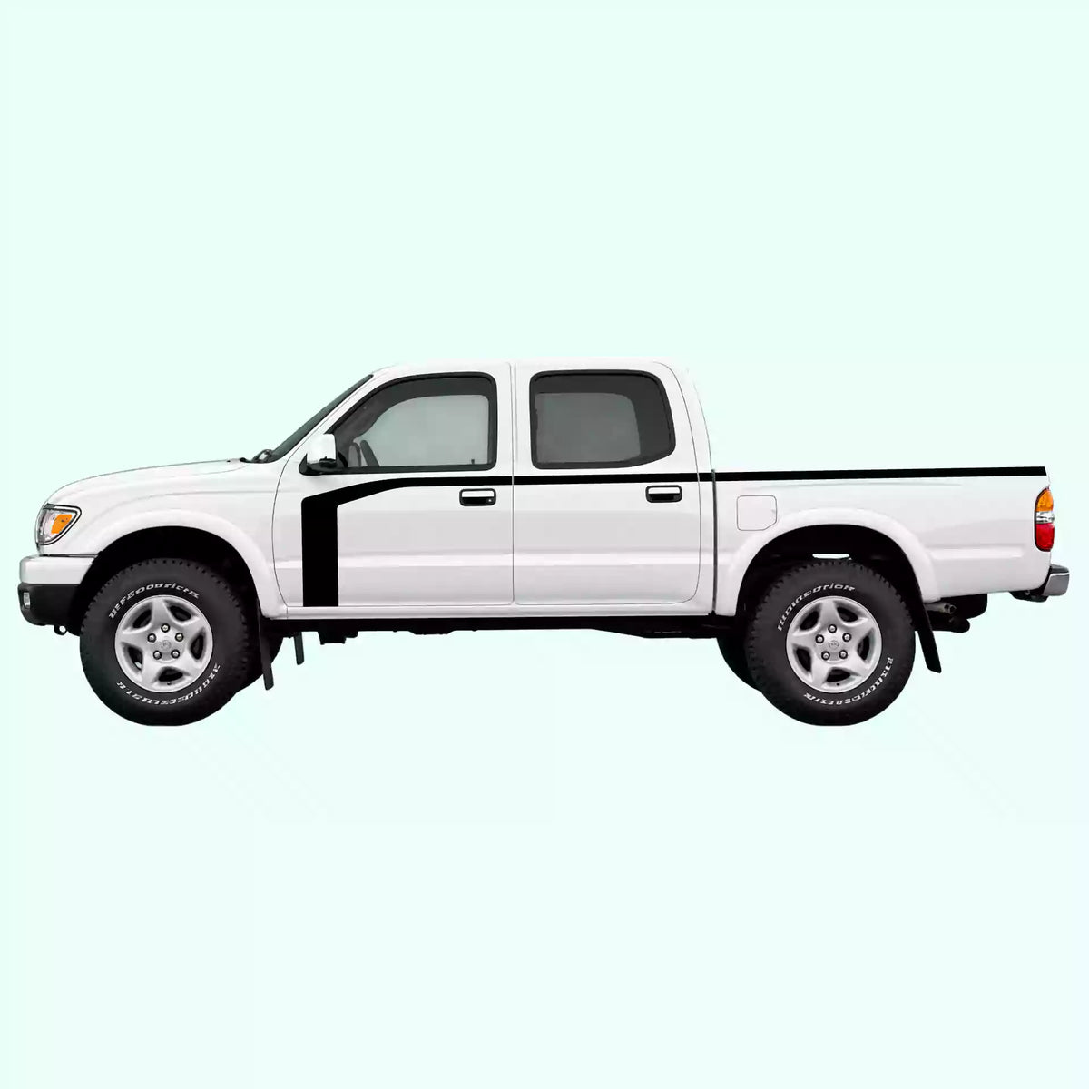 1995-2004 Toyota Tacoma Hockey Stick Side Stripes Vinyl Graphics Kit Black