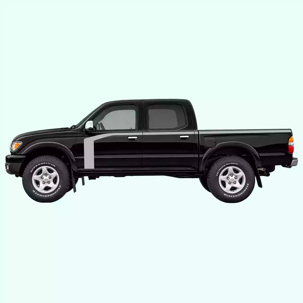 1995-2004 Toyota Tacoma Hockey Stick Side Stripes Vinyl Graphics Kit Gray