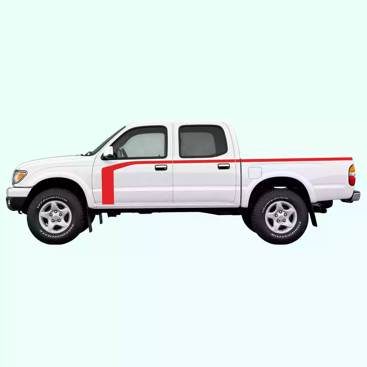 1995-2004 Toyota Tacoma Hockey Stick Side Stripes Vinyl Graphics Kit Red