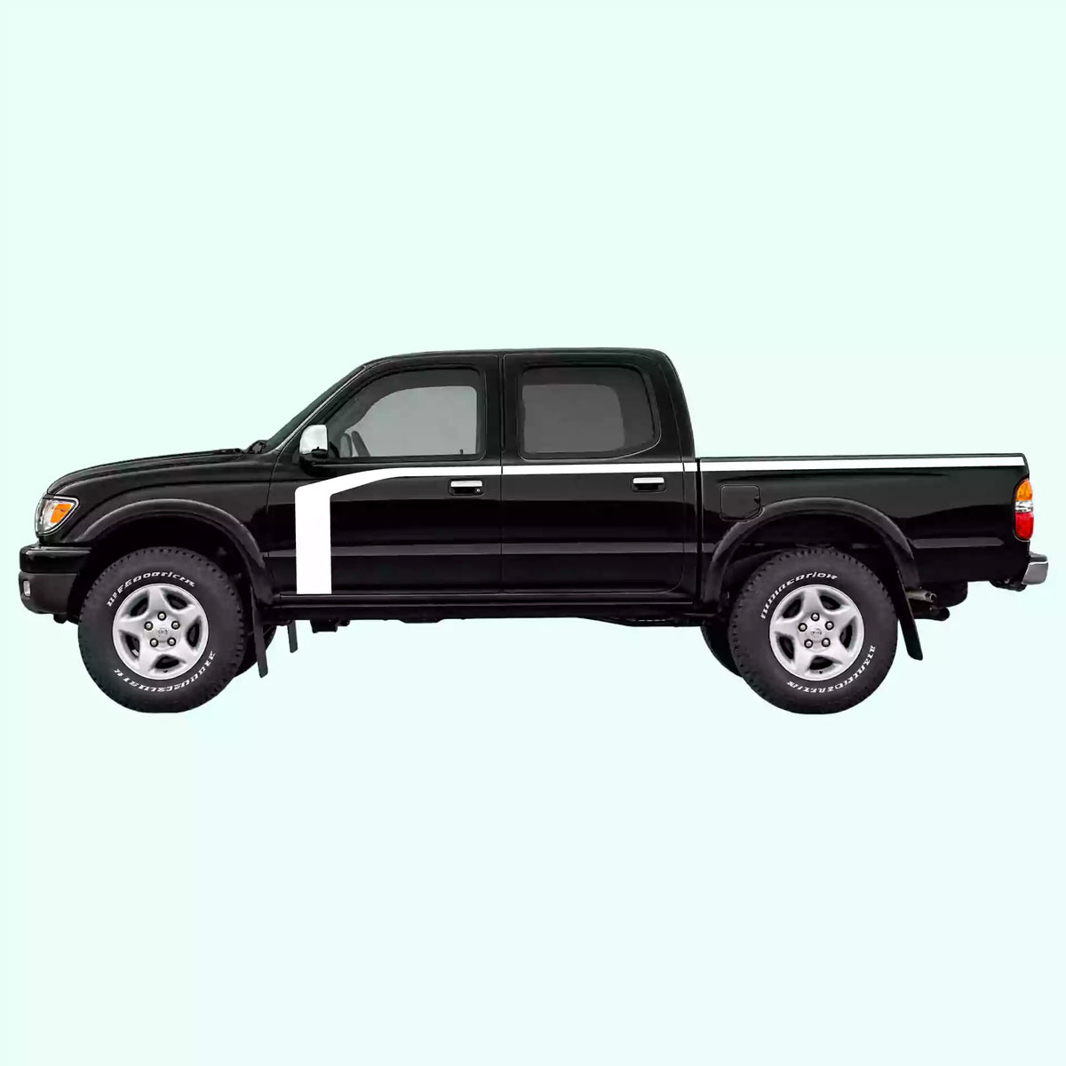 1995-2004 Toyota Tacoma Hockey Stick Side Stripes Vinyl Graphics Kit White