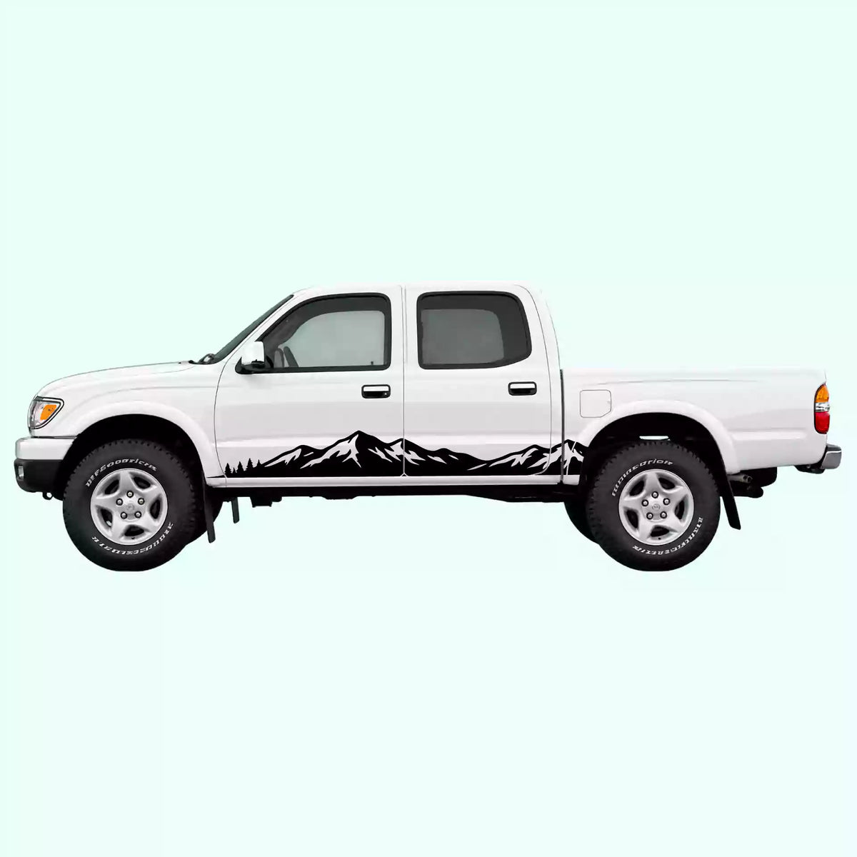 1995-2004 Toyota Tacoma Mountain Range Rocker Stripes Vinyl Graphics Kit Black