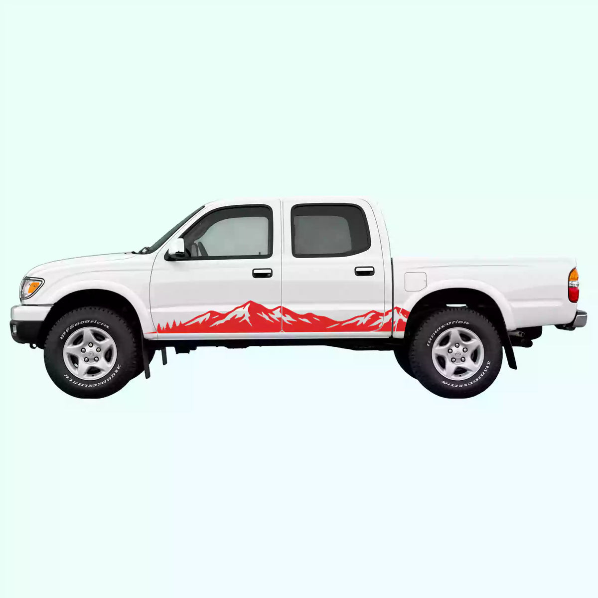 1995-2004 Toyota Tacoma Mountain Range Rocker Stripes Vinyl Graphics Kit Red