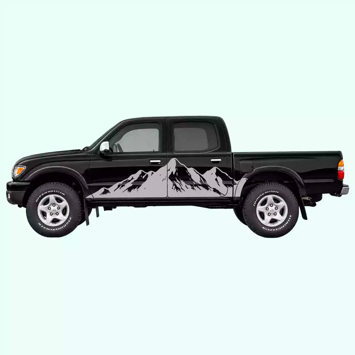 1995-2004 Toyota Tacoma Mountain Range Side Decals Vinyl Graphics Kit Gray