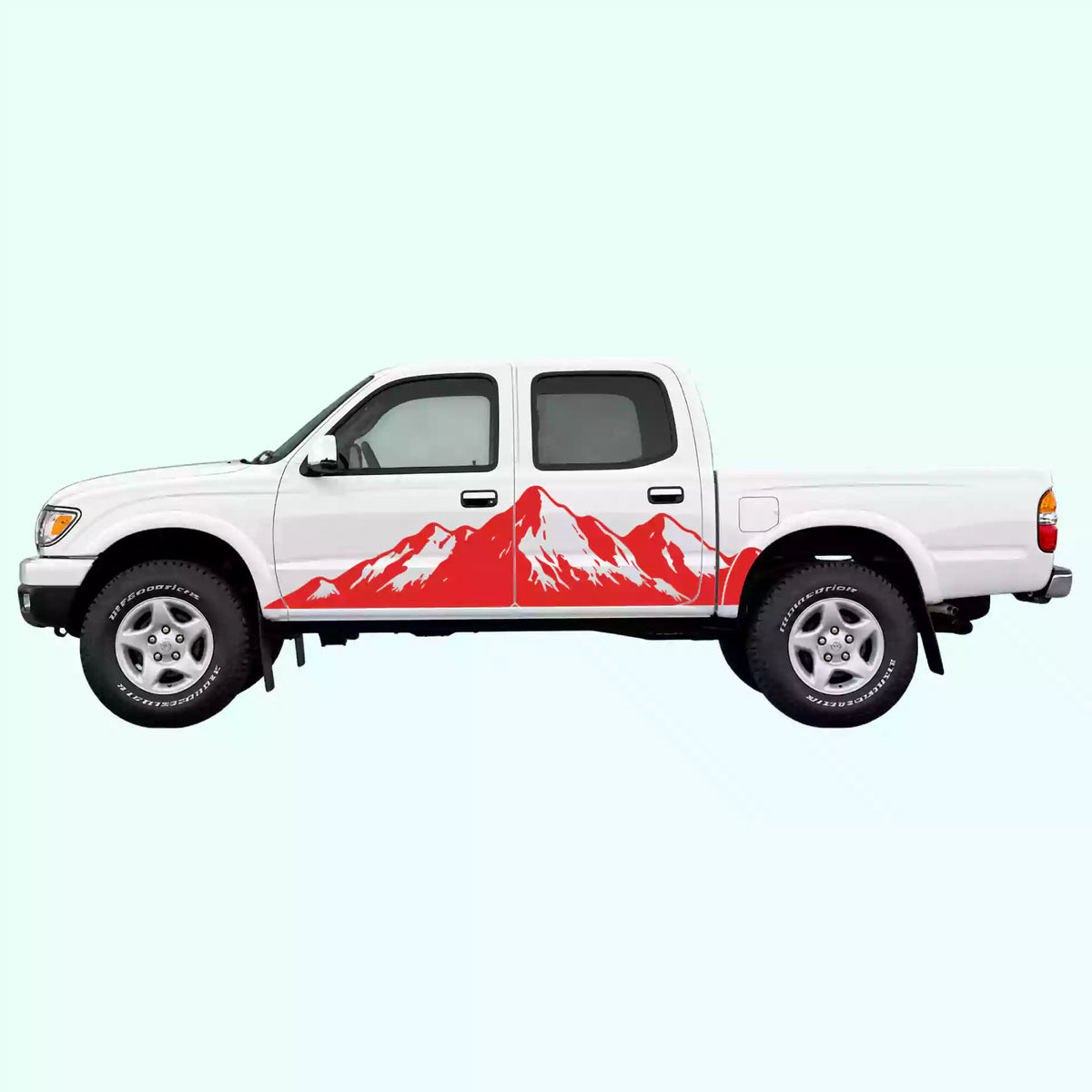 1995-2004 Toyota Tacoma Mountain Range Side Decals Vinyl Graphics Kit Red