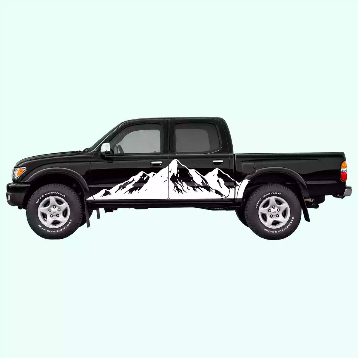 1995-2004 Toyota Tacoma Mountain Range Side Decals Vinyl Graphics Kit White