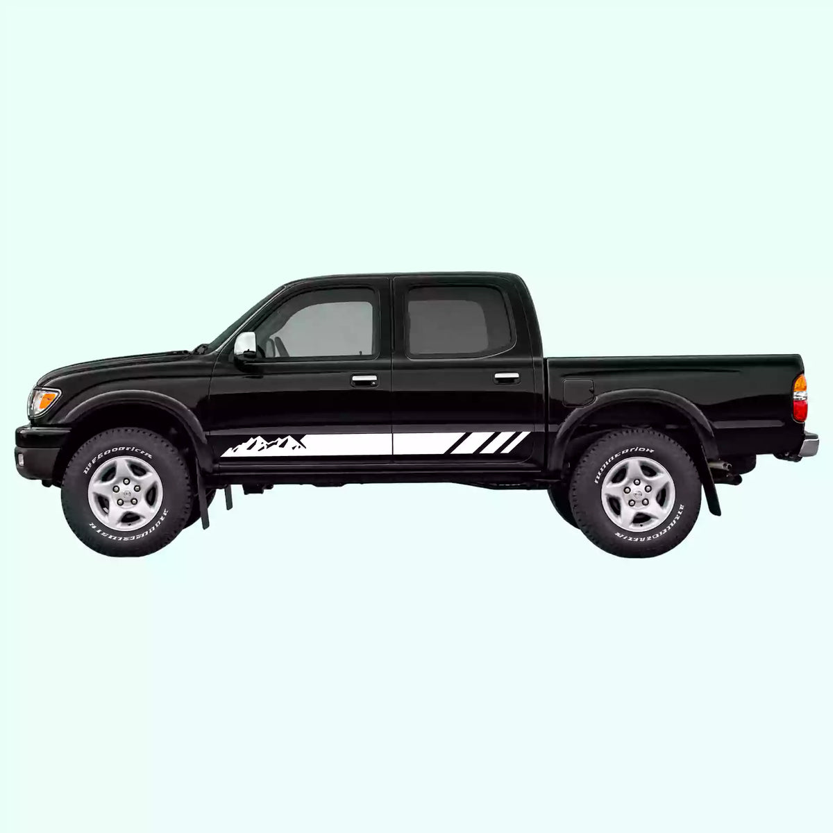 1995-2004 Toyota Tacoma Mountain Side Stripes Vinyl Graphics Kit White